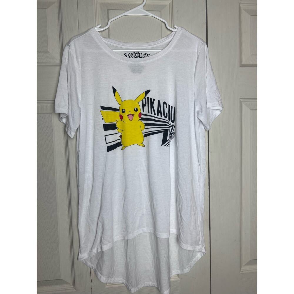 Pokemon Pikachu Women's Short Sleeve Crew Neck Shirt White Size XXL